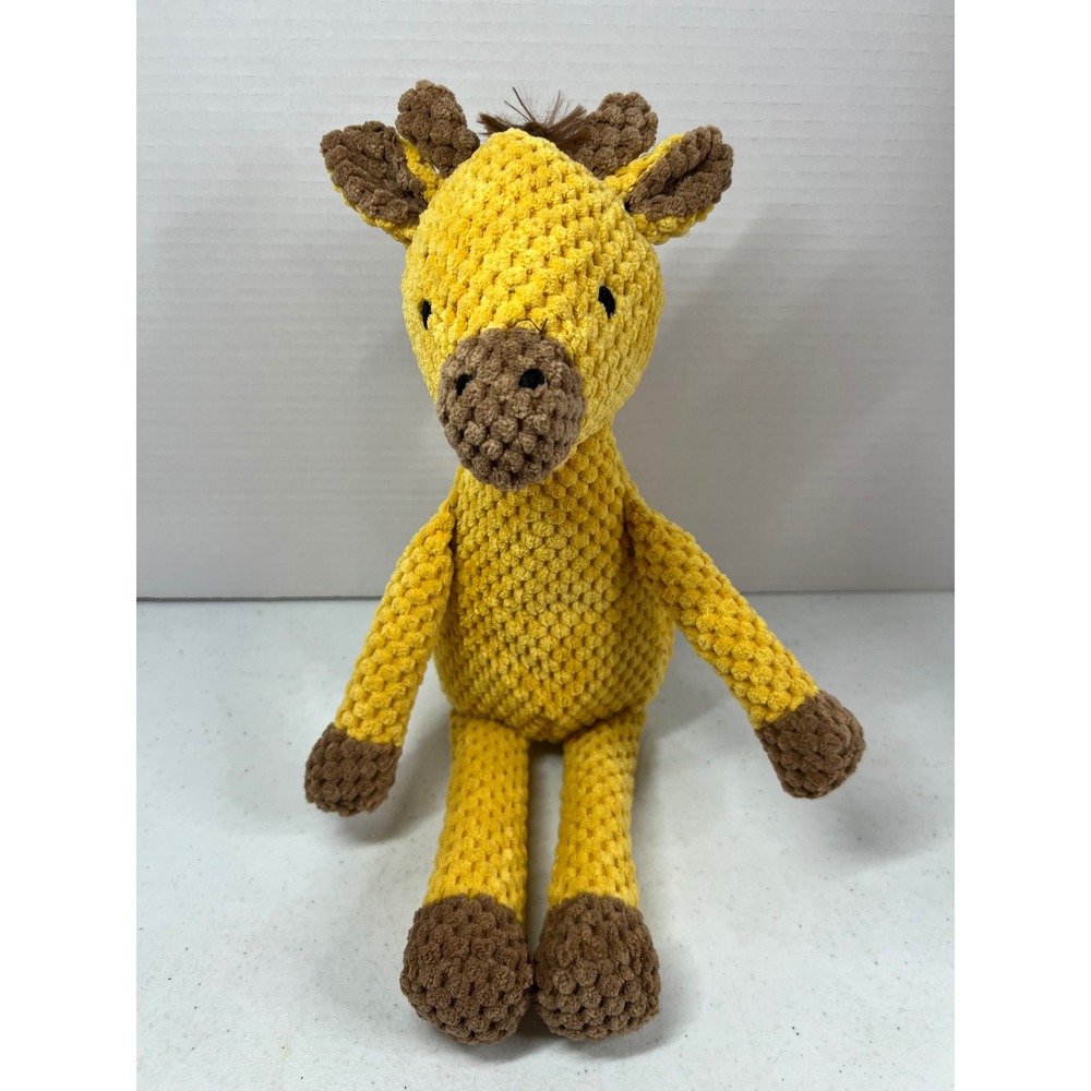 Giftable World 9in Sitting Giraffe Dog Toy Squeaker Crinkle P19284 Yellow Brown